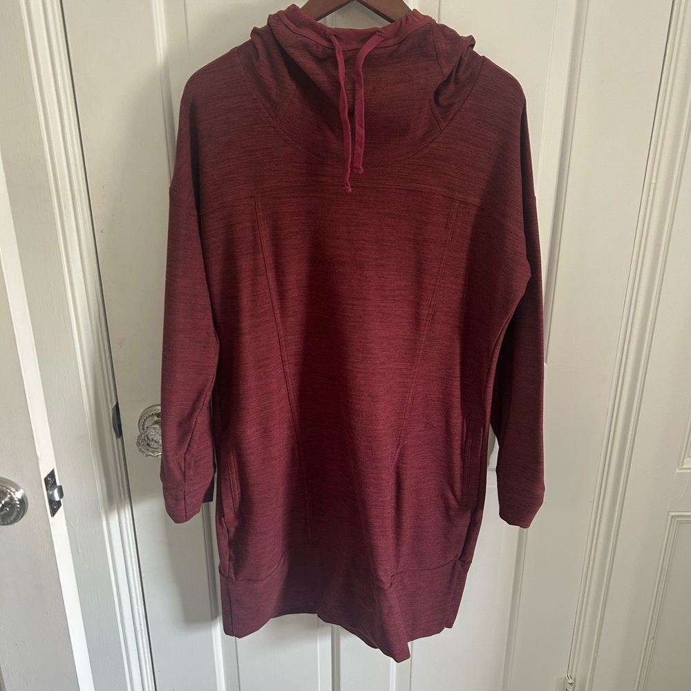 Women’s Maroon Hooded Sweater Dress